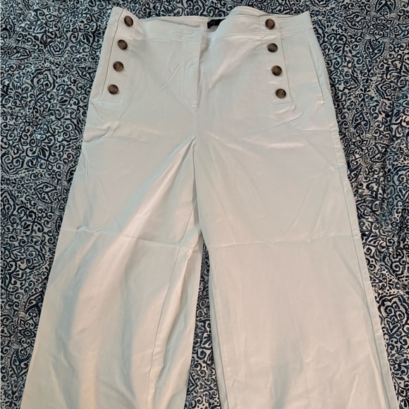 Ann Taylor Pants - Ann Taylor Cream Wide Leg Pants with Button Accents